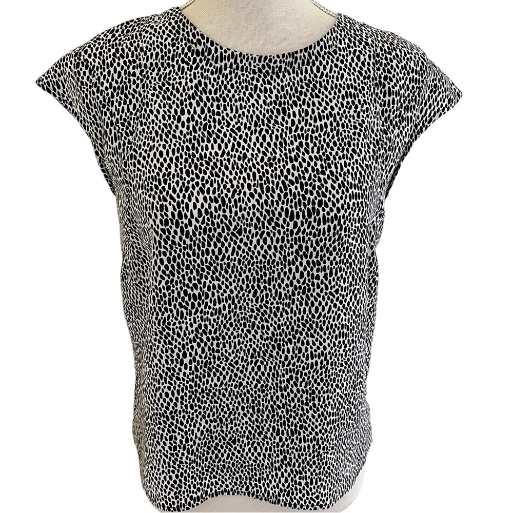 Sanctuary White with Black Marks Silk Pullover Blouse P